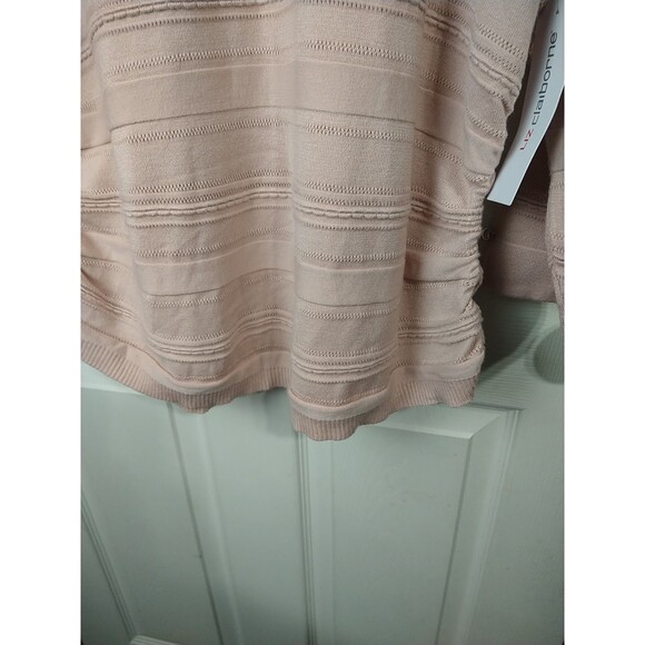 Liz Claiborne Woman XXL Sweater Rose Quartz Textured Striped Runched Side 3/4... - Picture 10 of 12